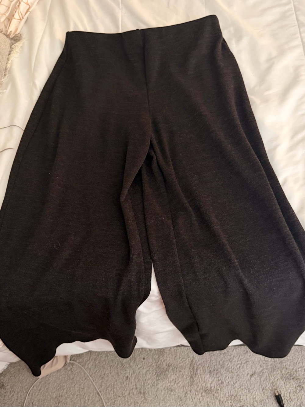 Zara Black Wide-Leg Knit Pants